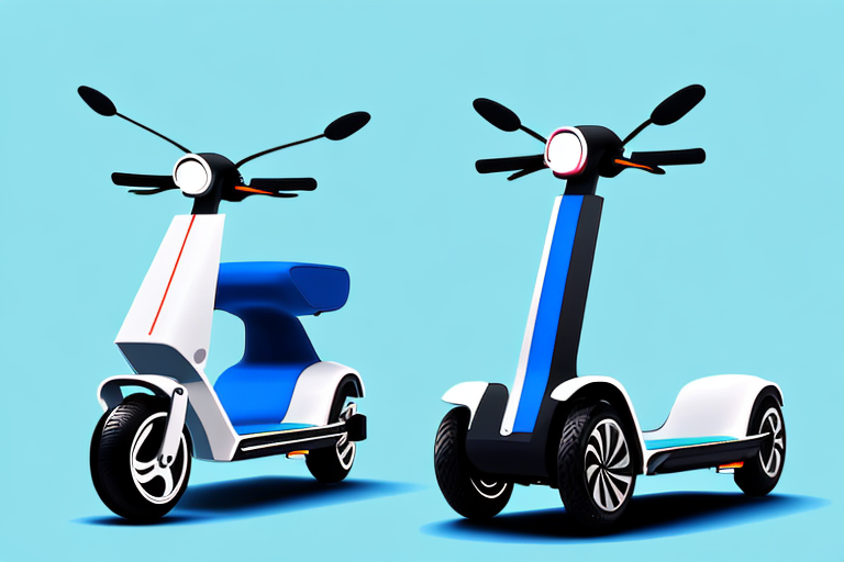 An electric mobility scooter moving at a speed indicated by blurred surroundings