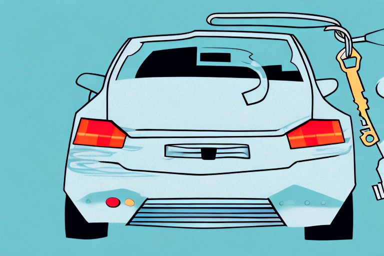 A car with two labels pointing towards it