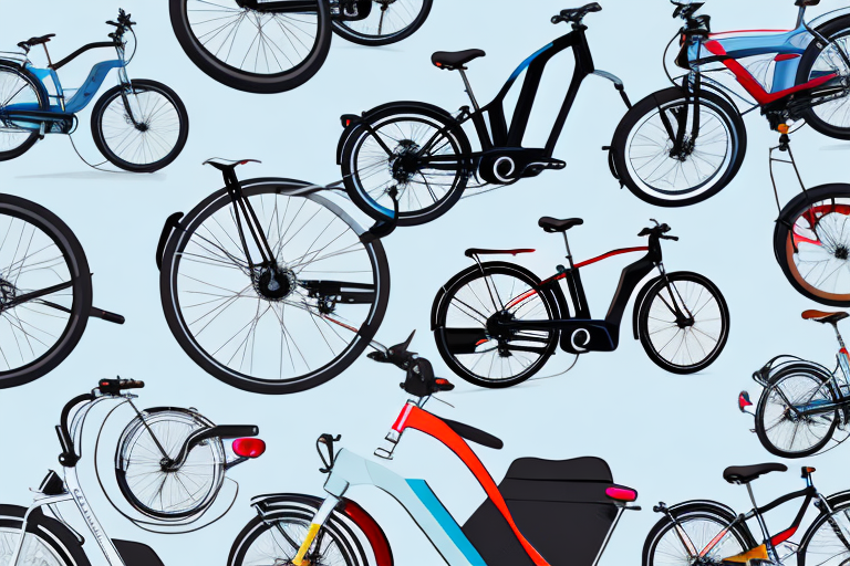 Several e-bikes lined up with unique and distinctive number plates attached to them