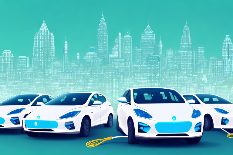 Several electric cars parked in a row