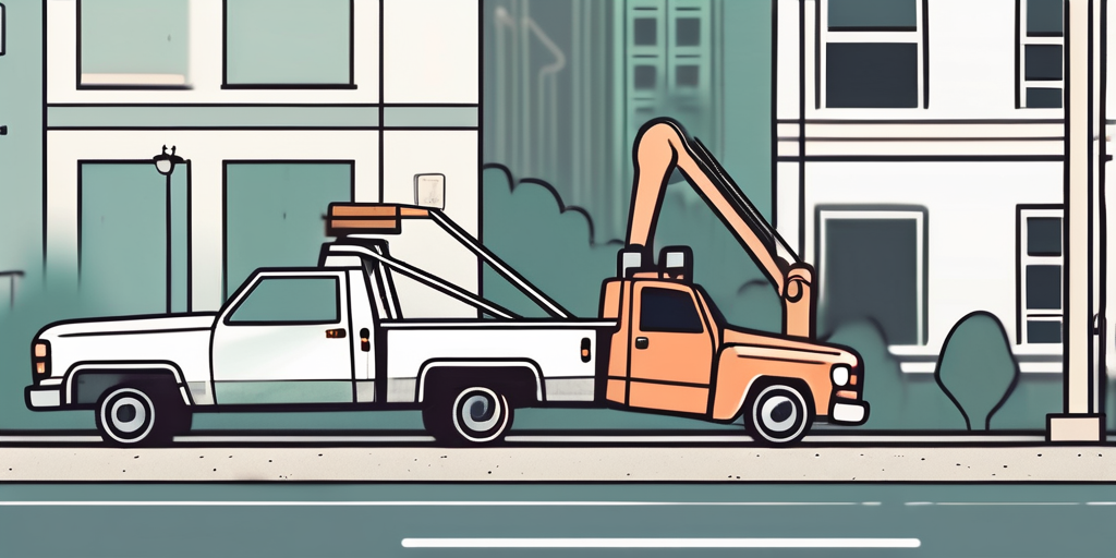 A tow truck towing a car with a "deregistered" sign on it