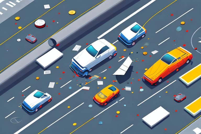 A car crash scene with two vehicles involved