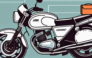 A 125ccm motorcycle with various components labeled