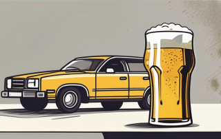 A car key next to a beer glass