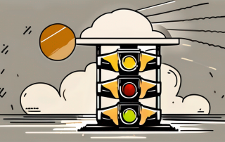 A broken traffic light symbolizing a violation (a-verstoß)