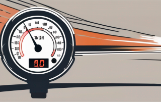 A car speedometer showing a speed of 30 km/h above the legal limit