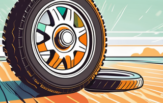 A summer tire with a depth gauge inserted in the tread