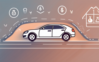 A car on a road with percentage symbols floating around