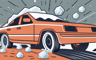 A car with visible dents and cracks from a hailstorm