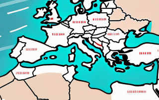A european map with various highways