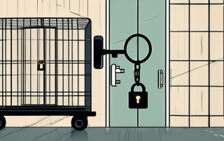 A car key chained and locked up in a cage