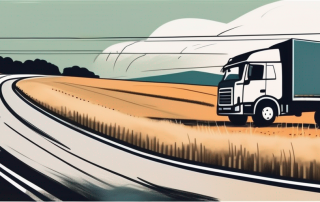 A truck driving on a rural road