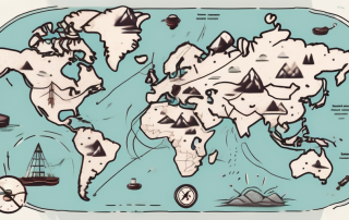 A map marked with various danger symbols at different locations