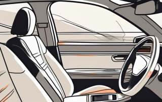 A car interior with an unbuckled seat belt