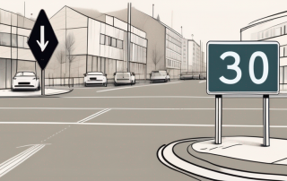 A german street scene with a 30 km/h speed limit sign