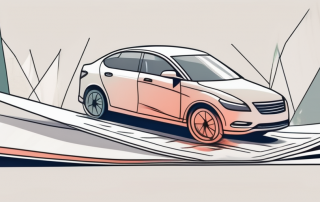 A car with a downward arrow next to it