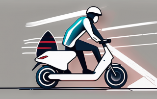 An e-scooter with speed lines to indicate high speed