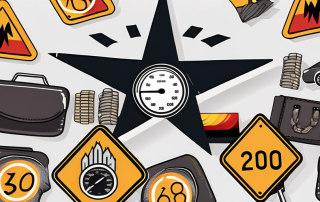 A speedometer exceeding the speed limit