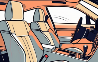 An unfastened seat belt in a car interior