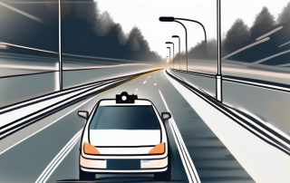 A speed camera flashing on a car driving at high speed in a 30 km/h zone