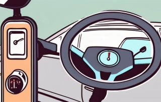 A car with a disability parking placard on the rearview mirror