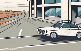 A car with an expired inspection sticker on the windshield