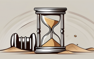 A broken hourglass with sand trickling down