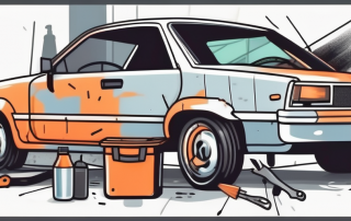 A car with visible signs of vandalism