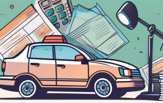 A car with a price tag hanging from the rearview mirror