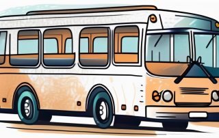 A bus with a symbolic hourglass on top
