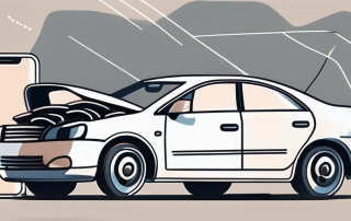 A car with visible rear-end damage and a phone nearby