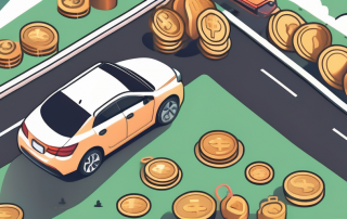 A second car with insurance tags hanging from the rearview mirror