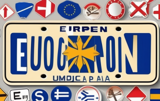 A european union flag on a license plate