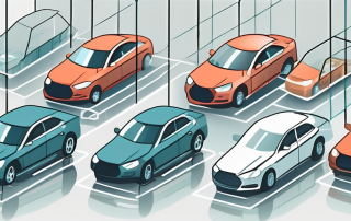 A variety of cars parked securely inside a transparent shield