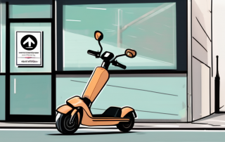 An e-scooter parked on a sidewalk