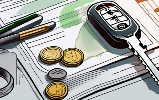 A wallet with various euro bills and coins next to a car key