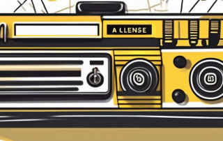 A yellow license plate with a cash register in the background