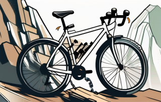 A bicycle precariously teetering on the edge of a cliff