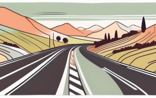 A picturesque italian highway with speed limit signs and the surrounding landscape