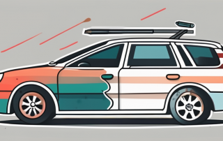 A car with a striped paint job