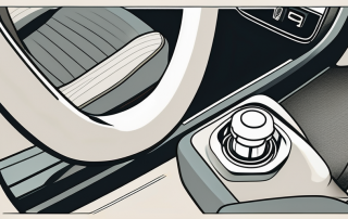 A car's interior focusing on the gear shift