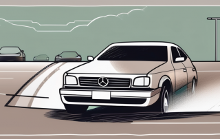 A car on a german road with a symbolic shield hovering over it