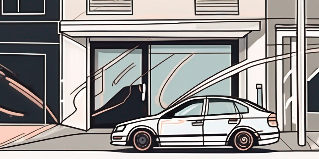 A car parked on the street with visible signs of damage such as a dented door and a broken side mirror