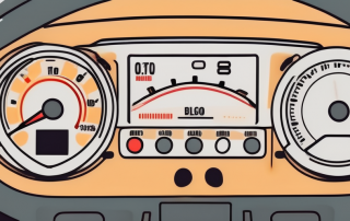 A car dashboard filled with various illuminated warning signs like the check engine light