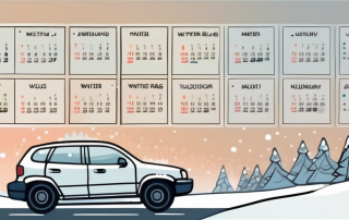 A car with winter tires parked on a snowy road