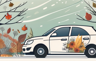 A seasonal license plate attached to a car