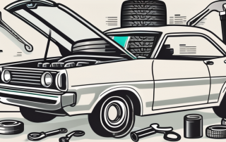 A car with an open hood revealing a symbolic insurance policy