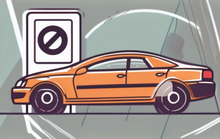 A car with a disability parking permit on the dashboard