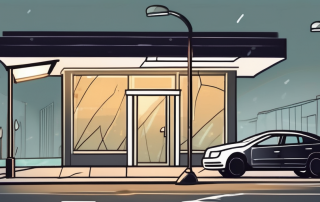 A car with broken glass and a missing door