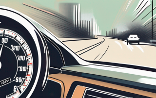 A speedometer needle pushing past the limit on a car dashboard